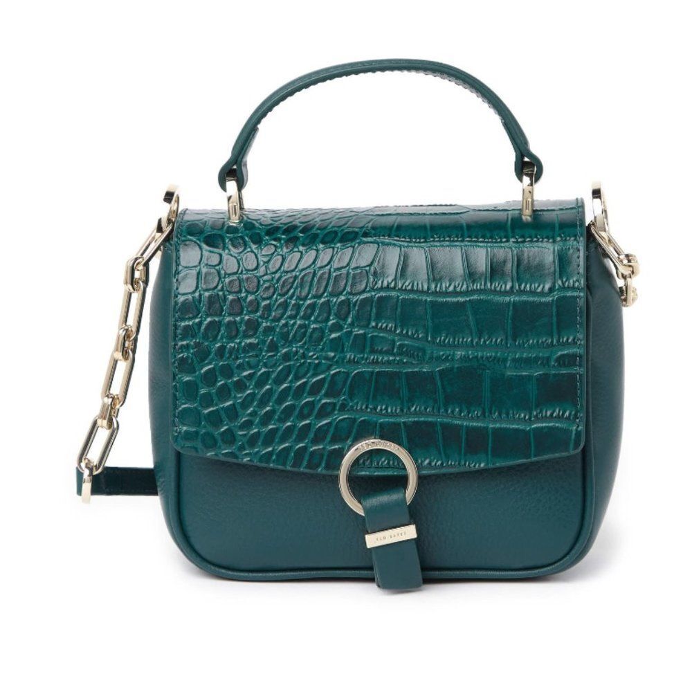 NWOT Ted Baker London Loop & Tab "Grainy" Mini Crossbody   DARK GREEN